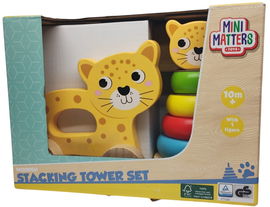 Drewniana Wieża Piramida do Układania DLA DZIECI KOTEK MINI MATTERS 10 M+