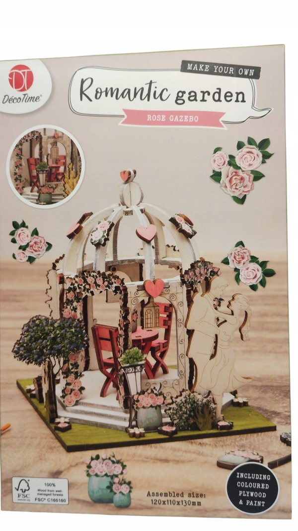 MINIATUROWY DREWNIANY DOMEK JAPOŃSKI KOI ROSE GAZEBO 14x12x10 cm DecoTime