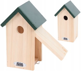 BUDKA LĘGOWA DLA PTAKÓW DOMEK DLA SIKOREK ZIELONY DACH 11,5 x 11,5 x 25 cm