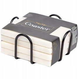 Marmurowe kamienne podstawki podkładki białe kwadratowe stojak 4 szt 10 cm