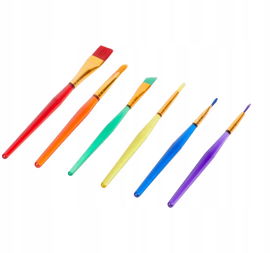 PĘDZLE MALARSKIE PĘDZELKI DO MALOWANIA Różne Rozmiary ZESTAW 6 szt Neonowe