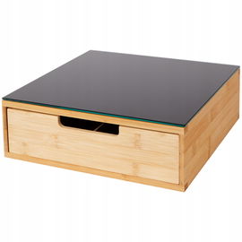 ORGANIZER NA KAWĘ HERBATĘ SZAFKA BAMBUSOWA MINIBUFET SZKLANY CZARNY BLAT