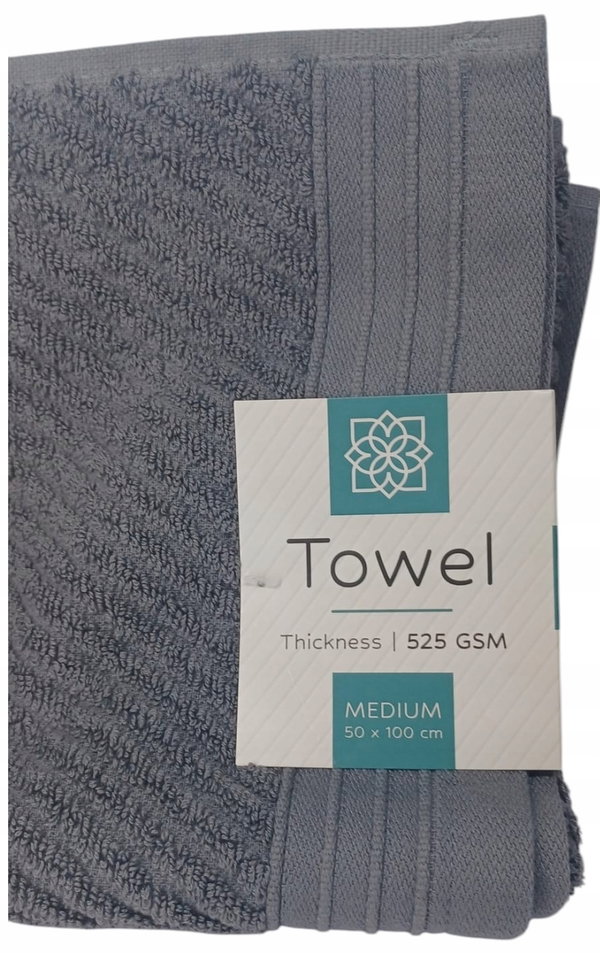 Ręcznik kąpielowy 100 % BAWEŁNA FROTTE 525 GSM MIĘKKI 50 x 100 cm ANTRACYT