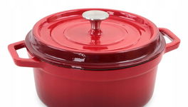 GARNEK ŻAROODPORNY CZERWONY SOLA KITCHEN Z RĄCZKAMI + POKRYWĄ 24 CM 3.5 L