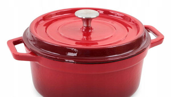 GARNEK ŻAROODPORNY CZERWONY SOLA KITCHEN Z RĄCZKAMI + POKRYWĄ 24 CM 3.5 L