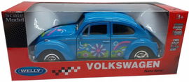 VOLKSWAGEN GARBUS 1:34 WELLY METALOWY MODEL SAMOCHODU Z NAPĘDEM NIEBIESKI