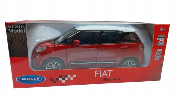 FIAT 500 1:34 WELLY KOLEKCJONERSKI METALOWY MODEL SAMOCHODU Z NAPĘDEM RED