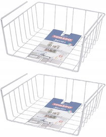 KOSZ KOSZYK METALOWY PODWIESZANY ORGANIZER POD PÓŁKĘ 30x26x14CM SZARY 2 szt