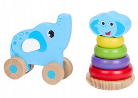 Drewniana Wieża Piramida do Układania dla dzieci SŁONIK MINI MATTERS 10m +