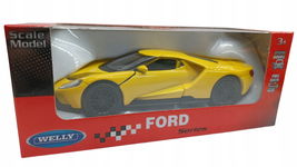 FORD GT 2017 METALOWY KOLEKCJONERSKI MODEL SAMOCHODU WELLY 1:34 NAPĘ ŻÓŁTY