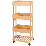 Wózek platforma na kółkach bambus natural 4 poziomowy salon łazienka 88 cm