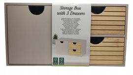 Komoda szafeczka szafka z trzema szufladami do sypialni na biżuterie bambus