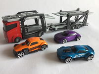 Zestaw: Czerwona Laweta 3 Aut Mega Transporter Teamsterz Orange Blue Violet