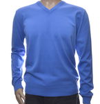 Sweter męski w szpic z wełny merynosów i kaszmiru kaszmirowy XXL 2XL niebieski
