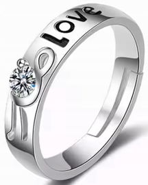 Elegancki Srebrny Regulowany Pierścień Męski Serca Love Nowoczesny