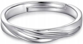 Elegancki Srebrny Regulowany Pierścień Męski Minimalistyczny Nowoczesny