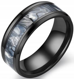 Czarny Marmur Pierścień Gradient Stal Szlachetna