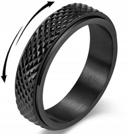 Czarny Pierścień Antystresowy Anxiety Ring ze Stali Chirurgicznej na Stres
