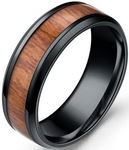 Czarny Pierścień Drewno Elegancki Sygnet Wood Ring