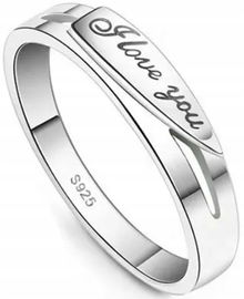 Srebrny Sygnet Love you Regulowany Rozmiar Stal Szlachetna Pierścień