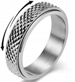 Srebrny Pierścionek Antystresowy Anxiety Ring ze Stali Chirurgicznej Stres