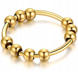 Złoty Pierścionek Antystresowy Anxiety Ring ze Stali Chirurgicznej na Stres