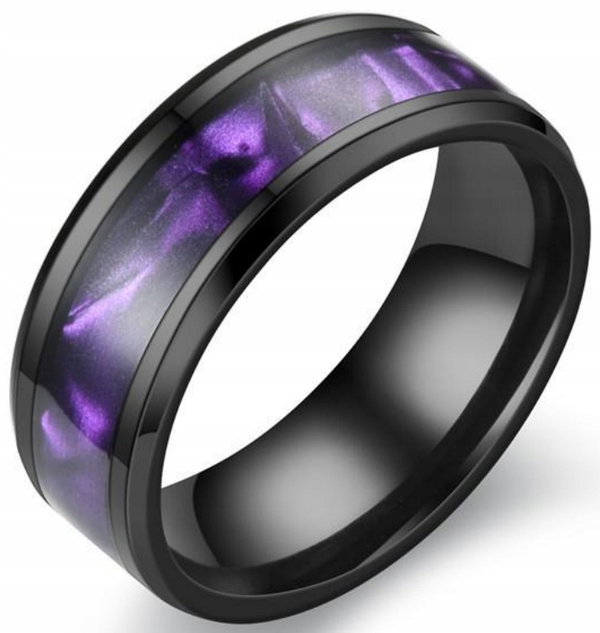 Fioletowy Pierścień Gradient Stal Szlachetna Ring