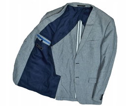 MANUEL RITZ Lniano Bawełniana Marynarka Męska na Półpodszewce 56