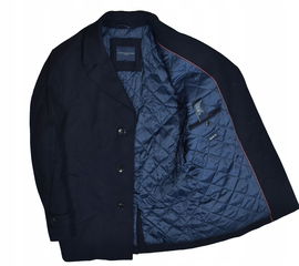 TOMMY HILFIGER Tailored Granatowy Wełniany Płaszcz Regular Fit 54