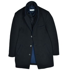 BUGATTI Jednorzędowy Płaszcz Męski z Wełnianego Dżerseju 48