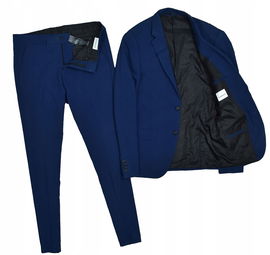 LINDBERGH White Superflex Granatowy Garnitur Męski Marynarka Spodnie 48