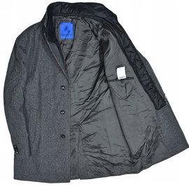 JOOP! Szary Wełniany Płaszcz Męski z Dodatkiem Kaszmiru 54