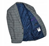 BUGATTI Wełniana Marynarka Męska w Kratkę Tweed 26 L