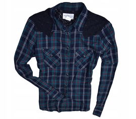 RALPH LAUREN Damska Koszula w Krate z Koronką / S