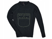 DIESEL Szary Wełniany Sweter Męski Pullover XL