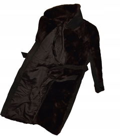 Brązowy Płaszcz Damski ze Sztucznego Futra S