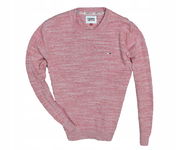 TOMMY JEANS Bawełniany Sweter Męski Czerwony Melanż M