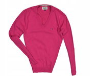 TOMMY HILFIGER Różowy Sweter Cotton V Neck / S