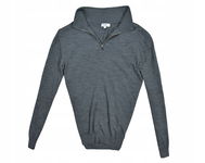 REISS Wełniany Sweter Męski Half Zip Szary / M