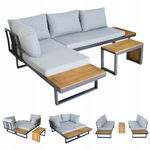 ZESTAW mebli ogrodowych NAROŻNIK sofa STOLIK na TARAS do ogrodu ALUMINIUM