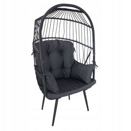 Fotel KOKON stojący KOSZ OGRODOWY gniazdo CZARNY szary na TARAS poduszki