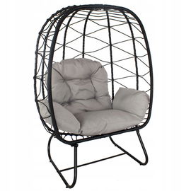 Fotel KOKON stojący OGRODOWY gniazdo CZARNY szary SIEDZISKO TARAS poducha
