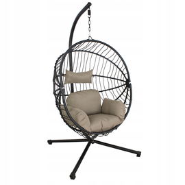 Fotel KOKON wiszący HUŚTAWKA kosz ogrodowy GNIAZDO beżowy CZARNY na taras