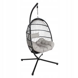 KOKON fotel wiszący HUŚTAWKA kosz ogrodowy GNIAZDO czarny na taras KW231B