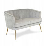 Sofa dwuosobowa GLAMOUR szara SALON gabinet złote nogi welurowa VELVET