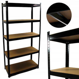 Regał magazynowy METALOWY 5 półek 180x90x40 CZARNY warsztatowy MOCNY 875kg