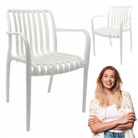 BIAŁE krzesło do kuchni JADALNI salonu WYGODNE z podłokietnikami NOWOCZESNE