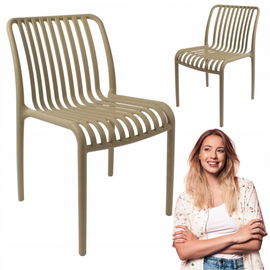 BEŻOWE krzesło do JADALNI kuchni biura z POLIPROPYLENU trwałe BOHO loft