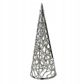Świecznik świąteczny CHOINKA ażurowa SREBRNY lampion stojak na biżuterię