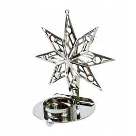 Świecznik glamour świąteczny GWIAZDA gwiazdka retro tealight SREBRNY metal